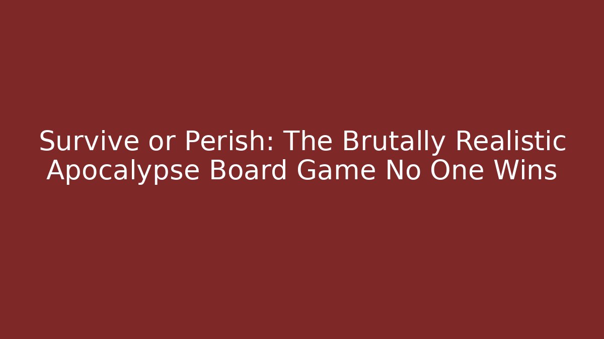 Survive or Perish: The Brutally Realistic Apocalypse Board Game No One Wins