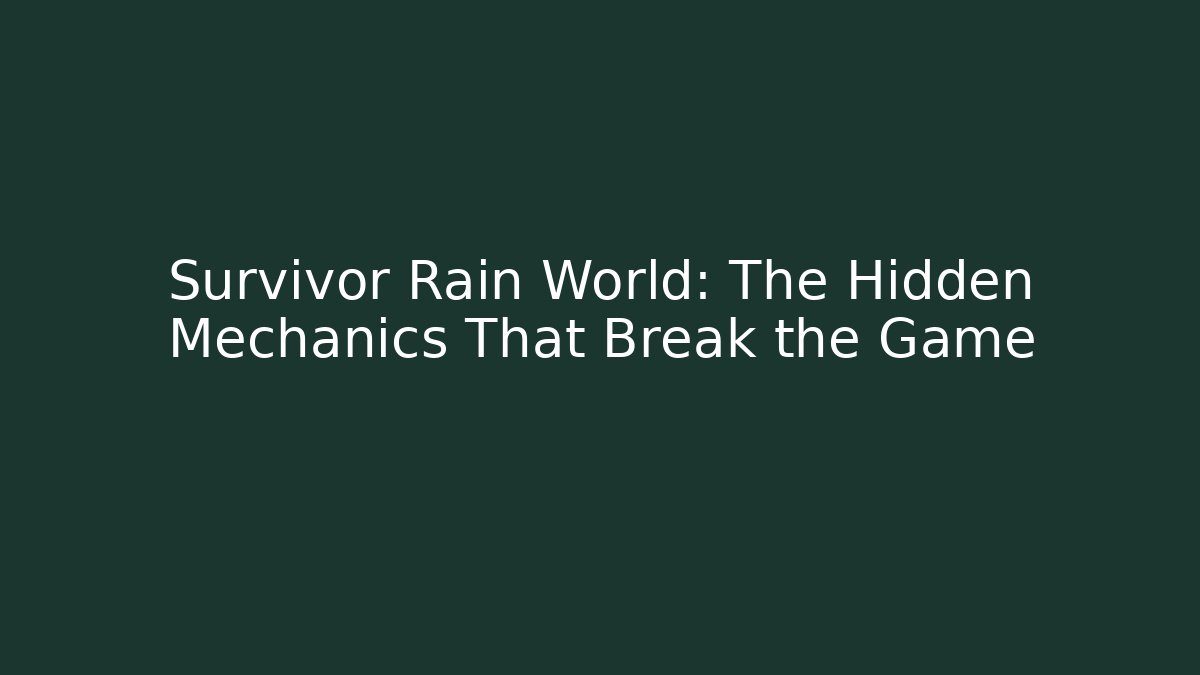 Survivor Rain World: The Hidden Mechanics That Break the Game
