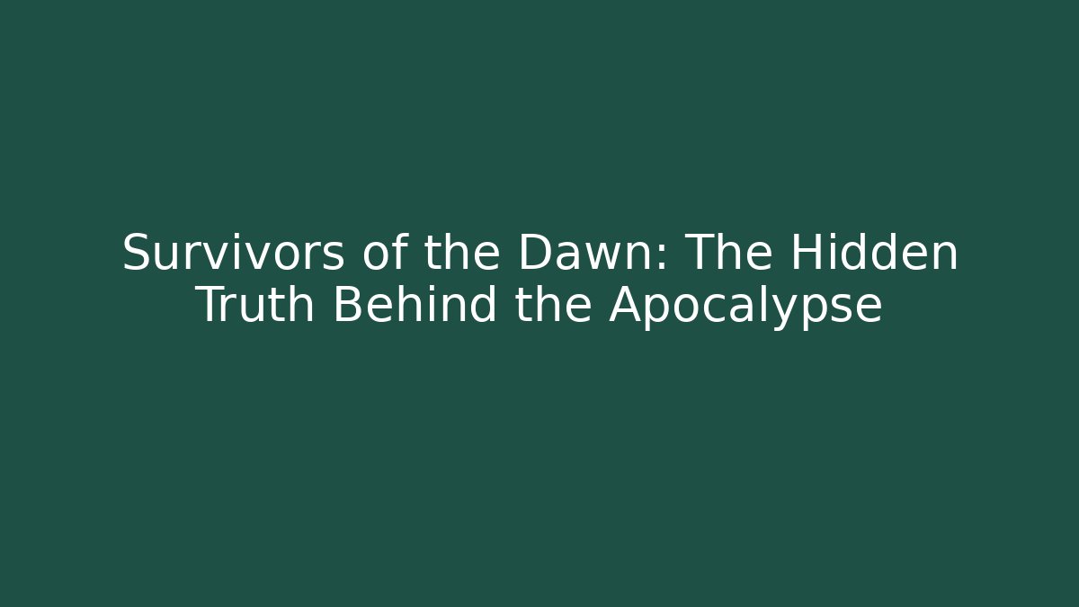 Survivors of the Dawn: The Hidden Truth Behind the Apocalypse