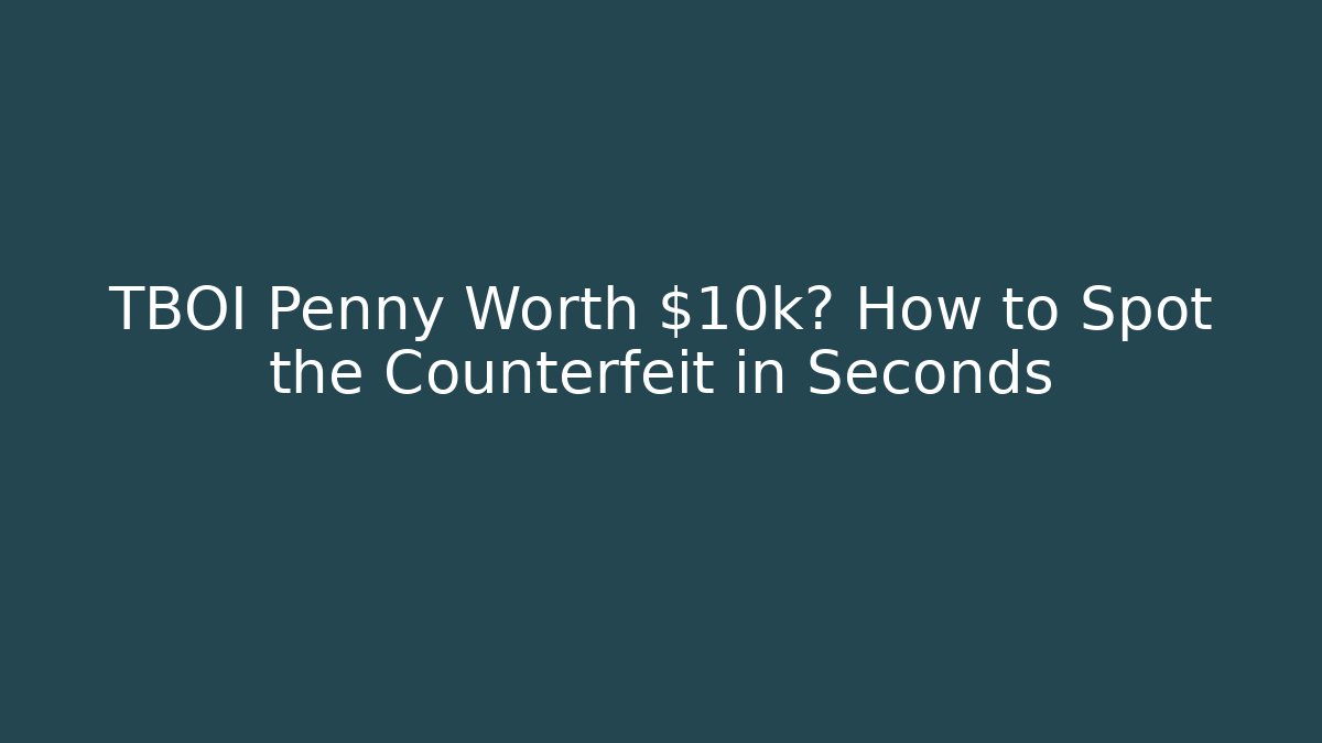 TBOI Penny Worth $10k? How to Spot the Counterfeit in Seconds