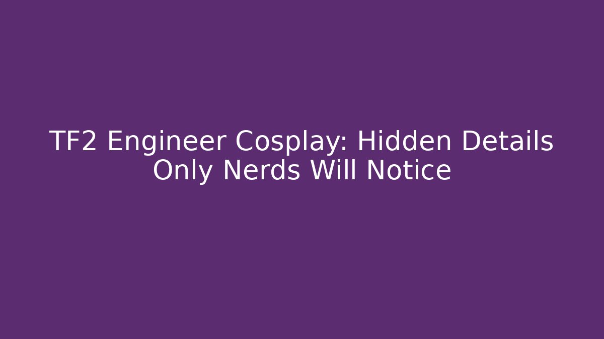 TF2 Engineer Cosplay: Hidden Details Only Nerds Will Notice