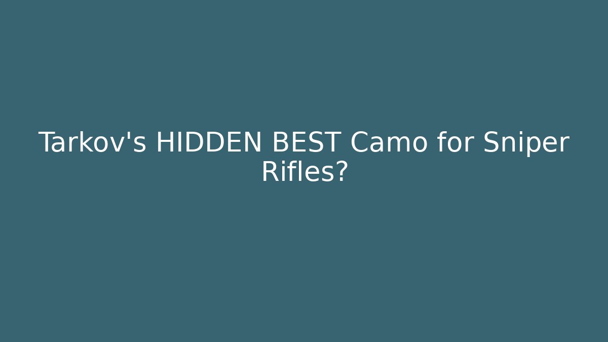 Tarkov's HIDDEN BEST Camo for Sniper Rifles?