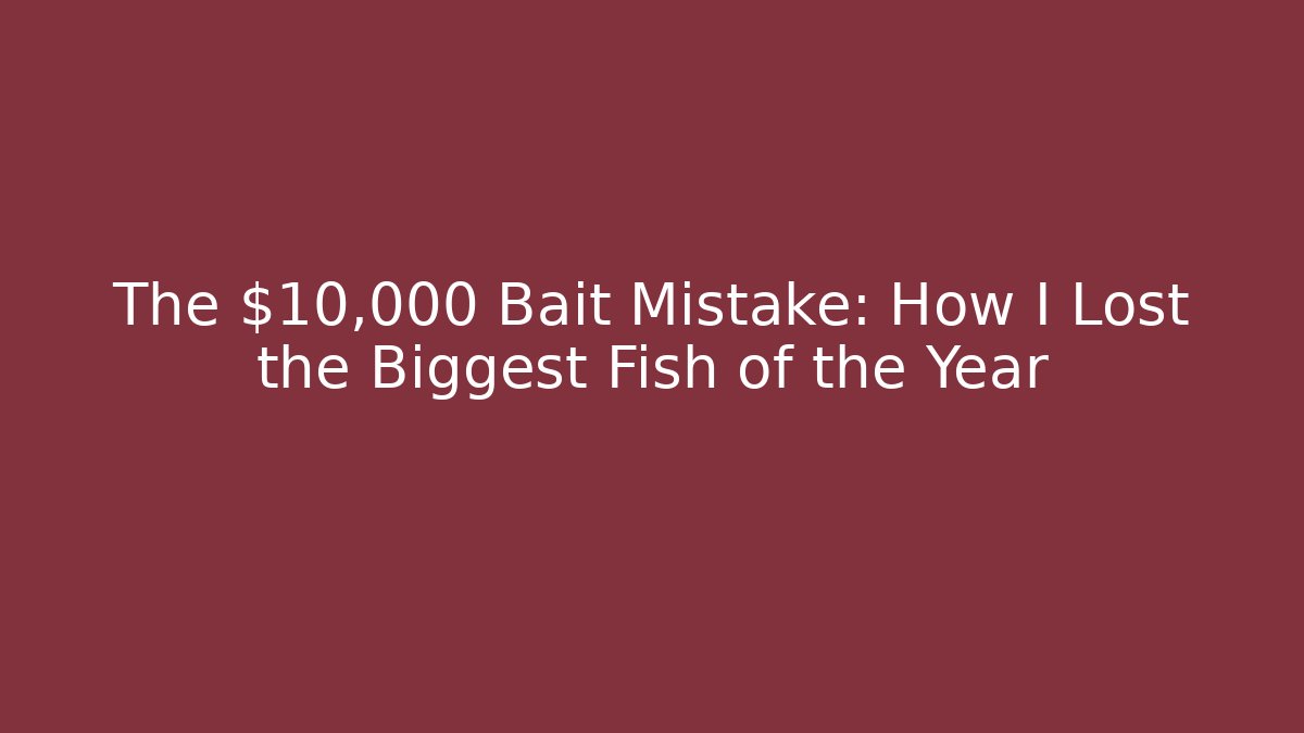The $10,000 Bait Mistake: How I Lost the Biggest Fish of the Year