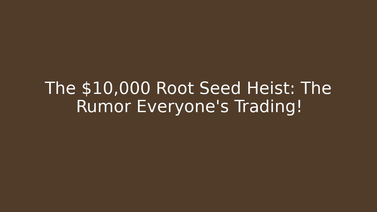 The $10,000 Root Seed Heist: The Rumor Everyone's Trading!