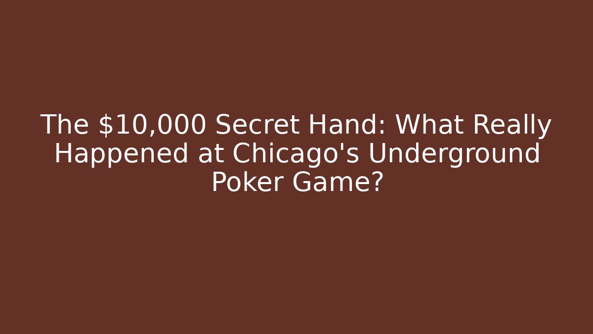 The $10,000 Secret Hand: What Really Happened at Chicago's Underground Poker Game?