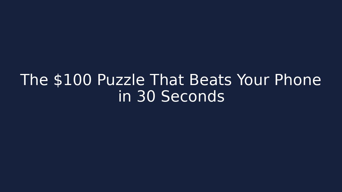 The $100 Puzzle That Beats Your Phone in 30 Seconds