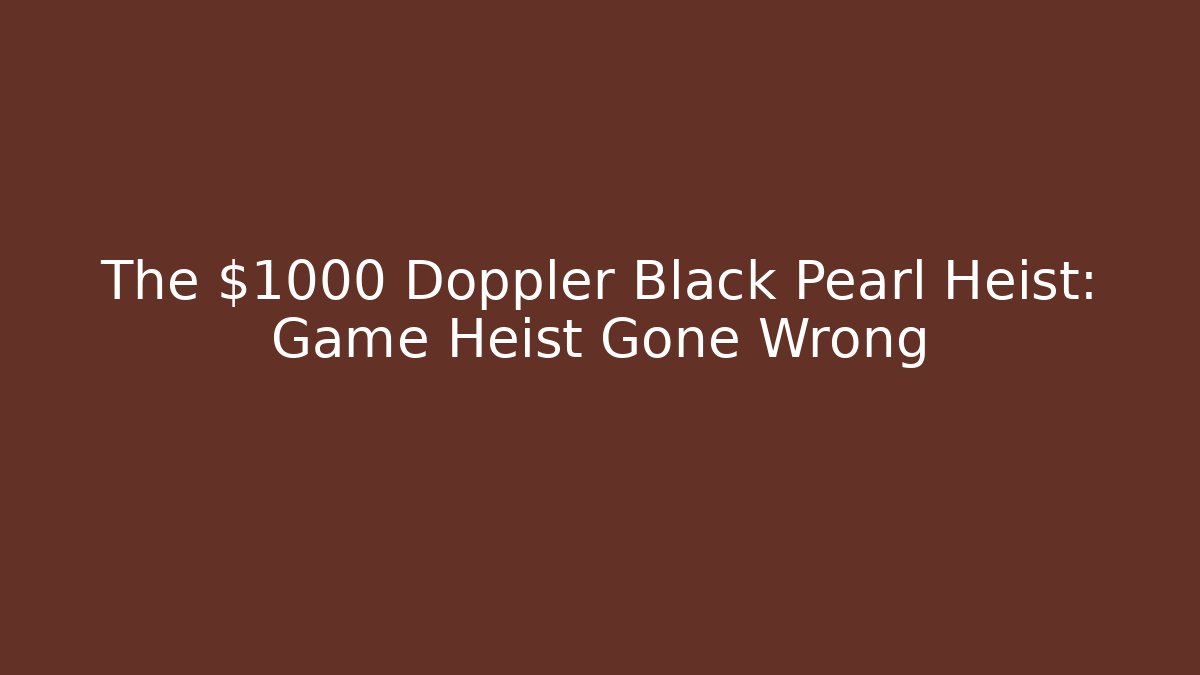 The $1000 Doppler Black Pearl Heist: Game Heist Gone Wrong