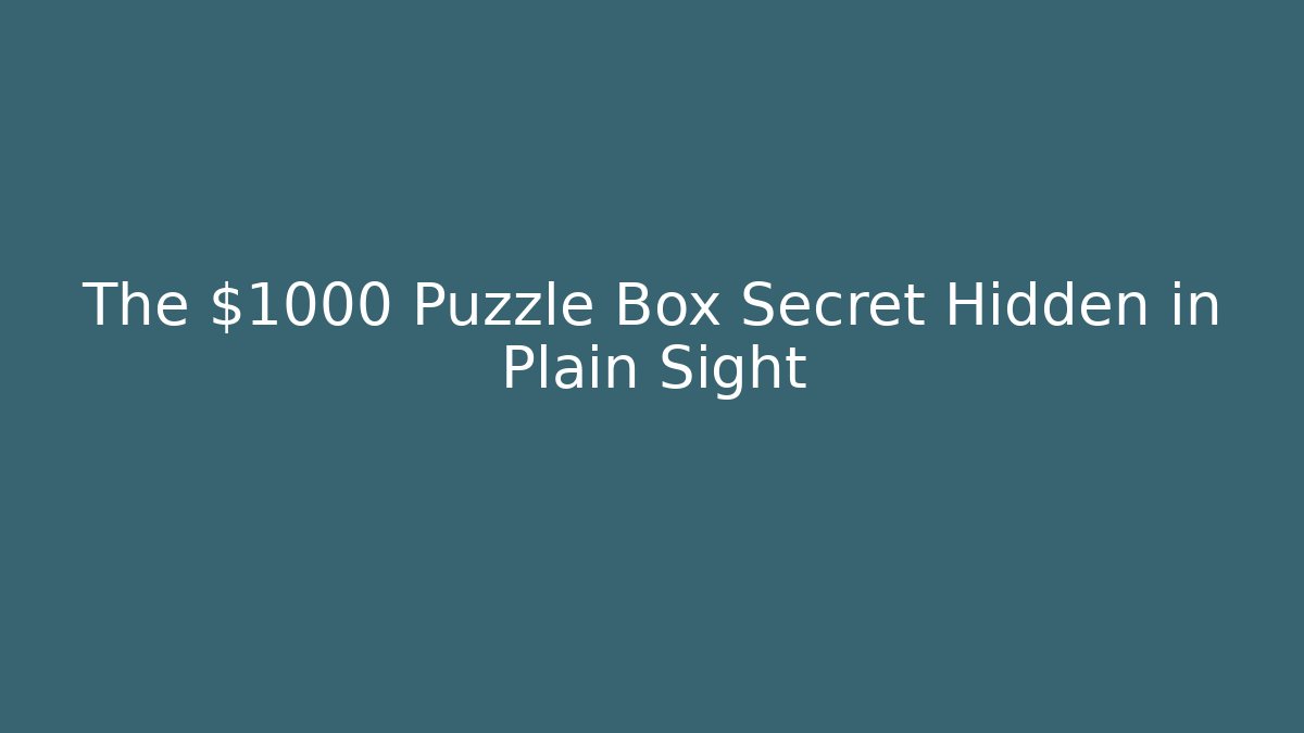 The $1000 Puzzle Box Secret Hidden in Plain Sight
