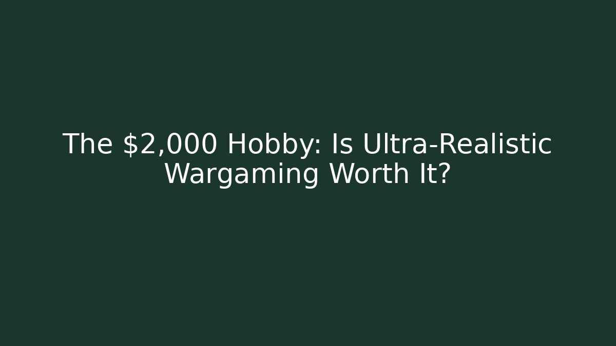 The $2,000 Hobby: Is Ultra-Realistic Wargaming Worth It?
