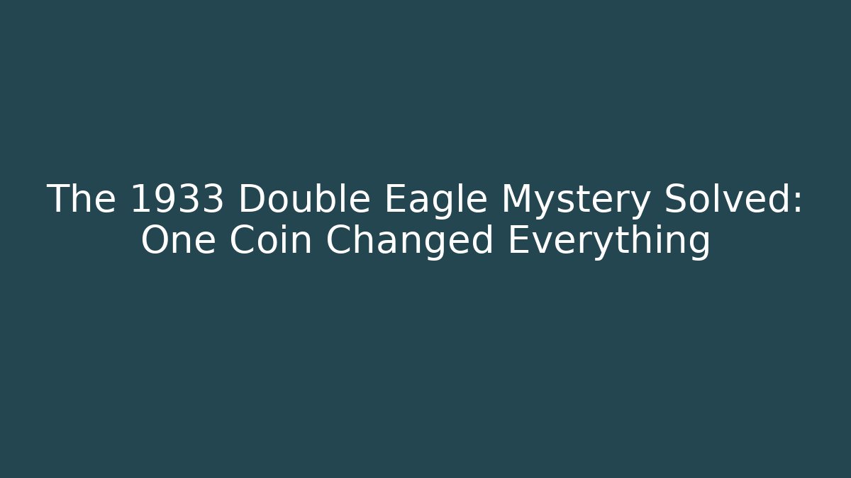 The 1933 Double Eagle Mystery Solved: One Coin Changed Everything