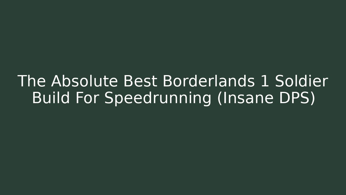 The Absolute Best Borderlands 1 Soldier Build For Speedrunning (Insane DPS)