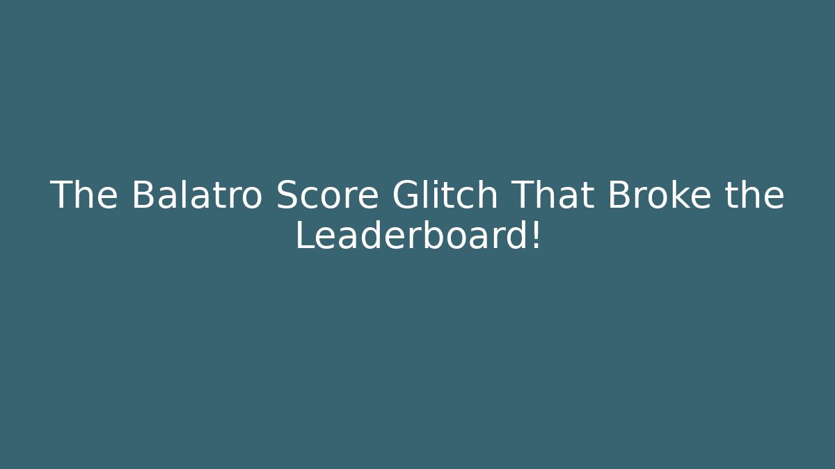 The Balatro Score Glitch That Broke the Leaderboard!