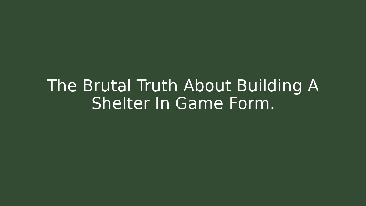 The Brutal Truth About Building A Shelter In Game Form.