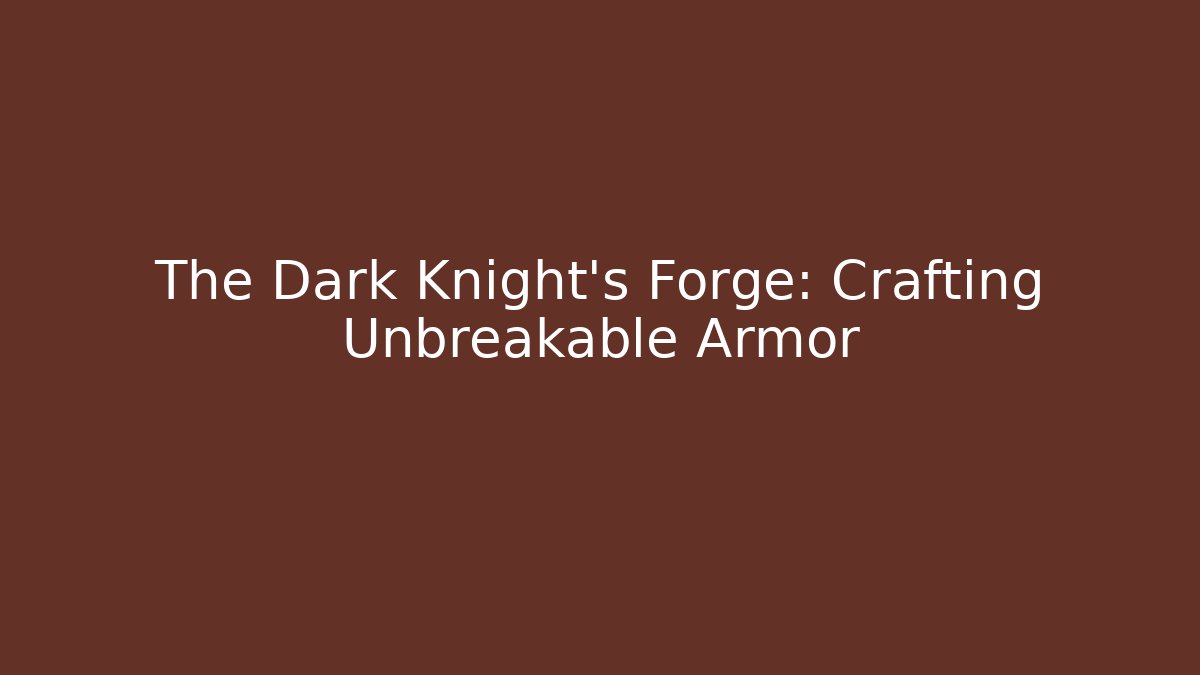 The Dark Knight's Forge: Crafting Unbreakable Armor