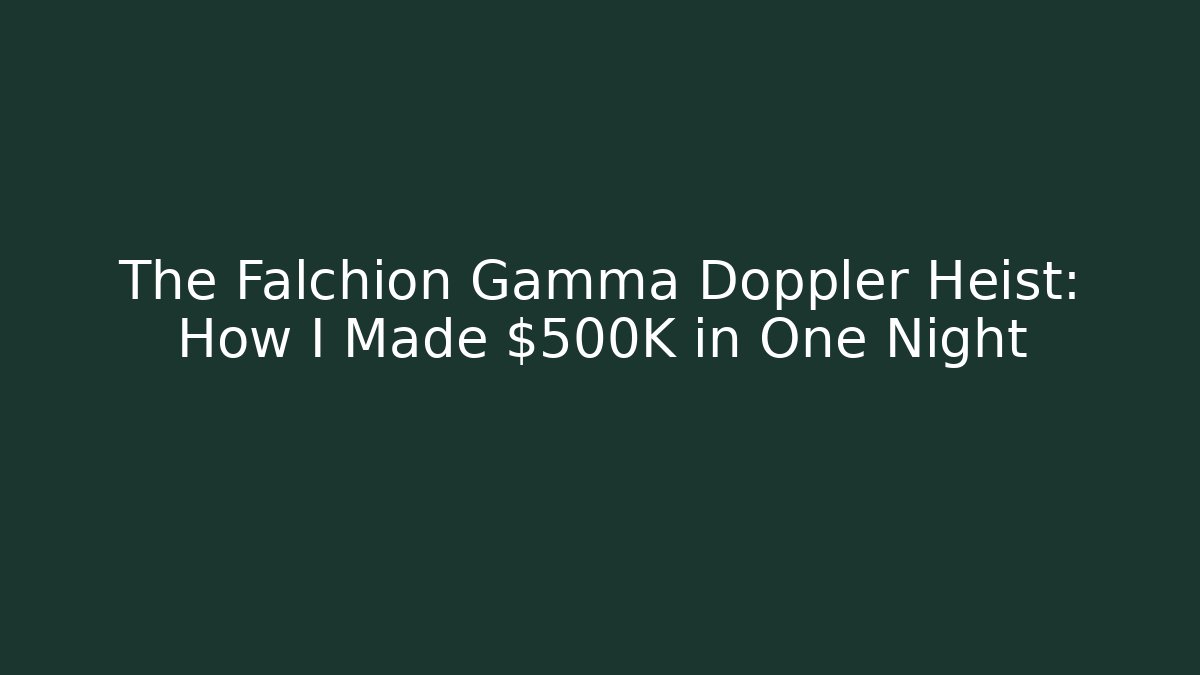 The Falchion Gamma Doppler Heist: How I Made $500K in One Night