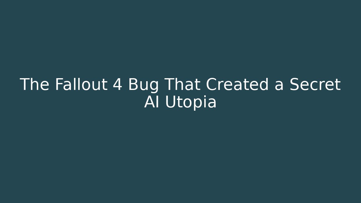 The Fallout 4 Bug That Created a Secret AI Utopia