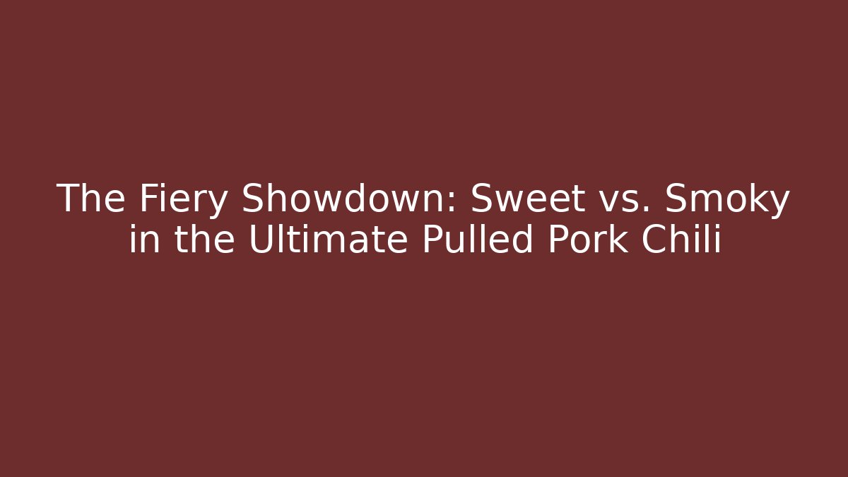 The Fiery Showdown: Sweet vs. Smoky in the Ultimate Pulled Pork Chili
