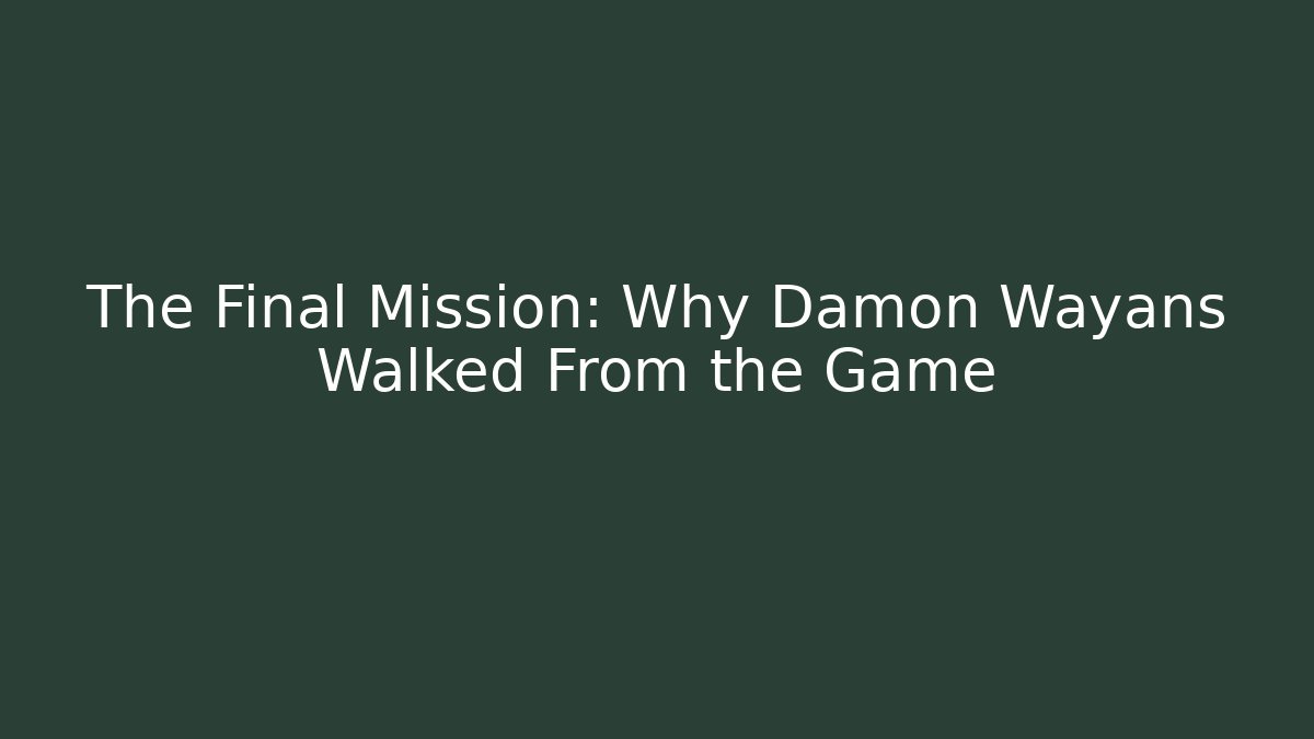 The Final Mission: Why Damon Wayans Walked From the Game