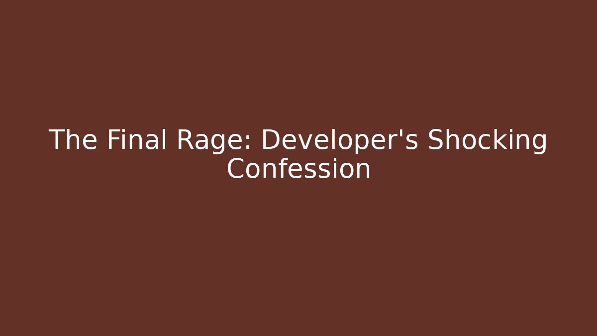 The Final Rage: Developer's Shocking Confession - Método de Aprovação