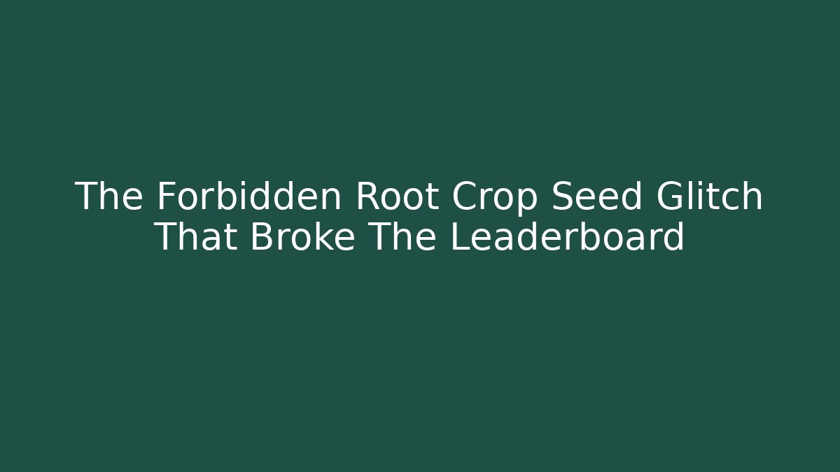 The Forbidden Root Crop Seed Glitch That Broke The Leaderboard