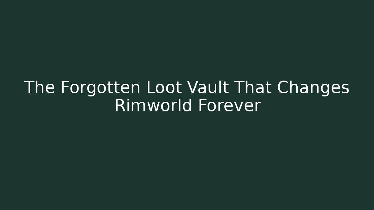 The Forgotten Loot Vault That Changes Rimworld Forever