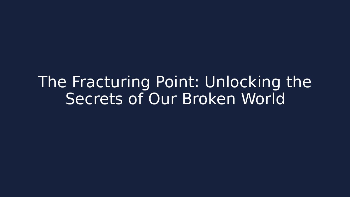 The Fracturing Point: Unlocking the Secrets of Our Broken World