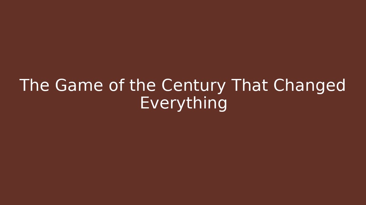 The Game of the Century That Changed Everything