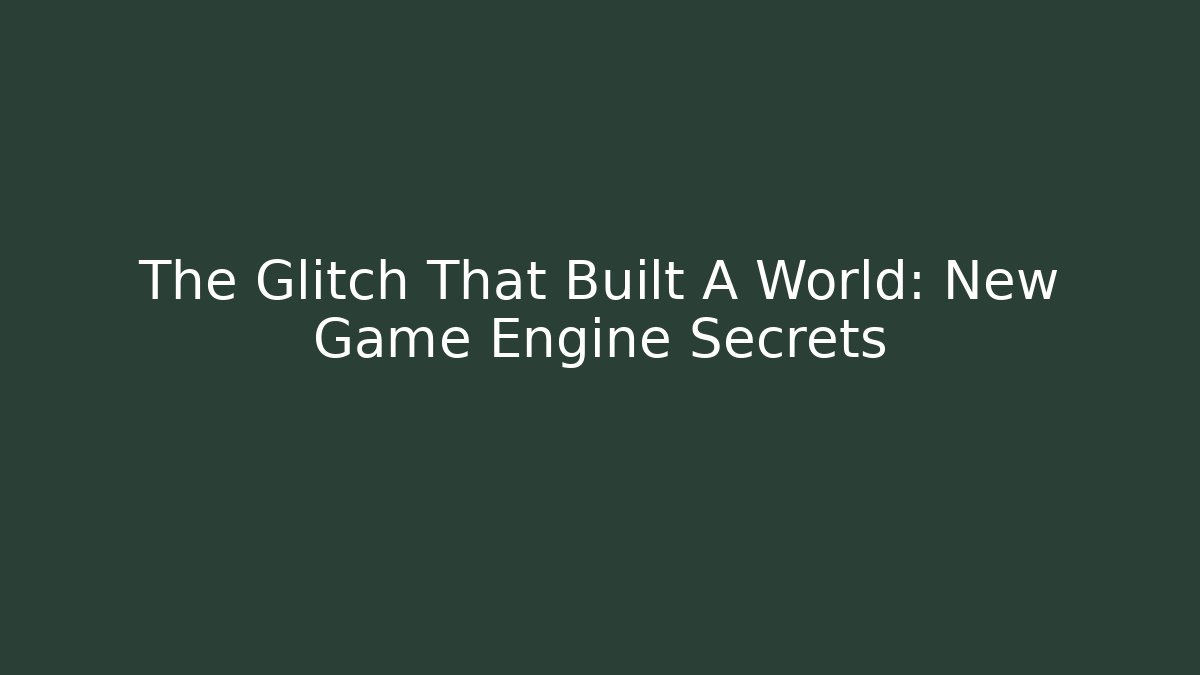 The Glitch That Built A World: New Game Engine Secrets - Método de Aprovação
