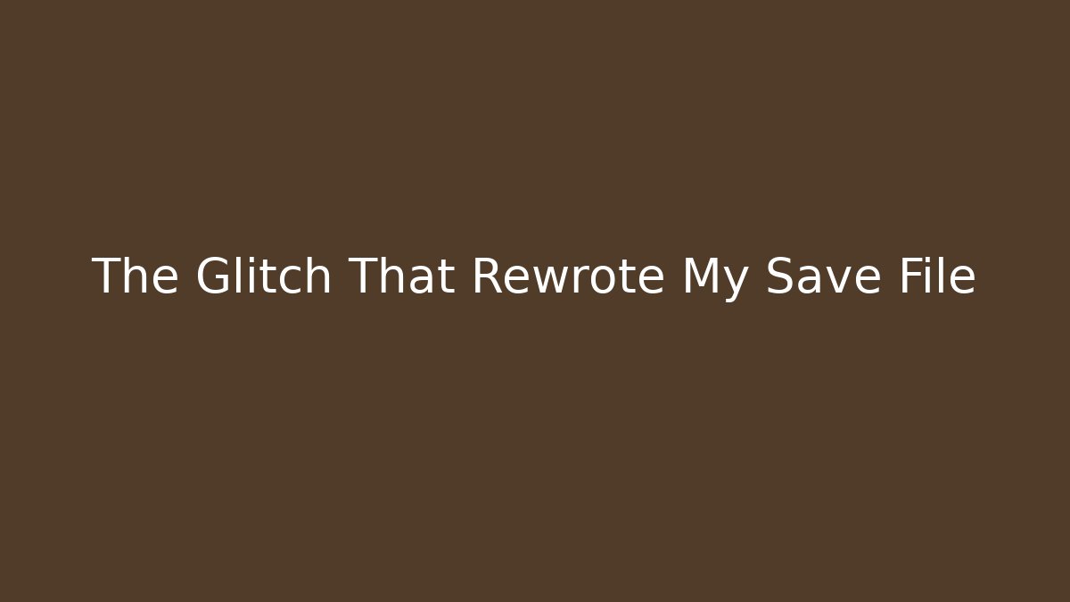 The Glitch That Rewrote My Save File