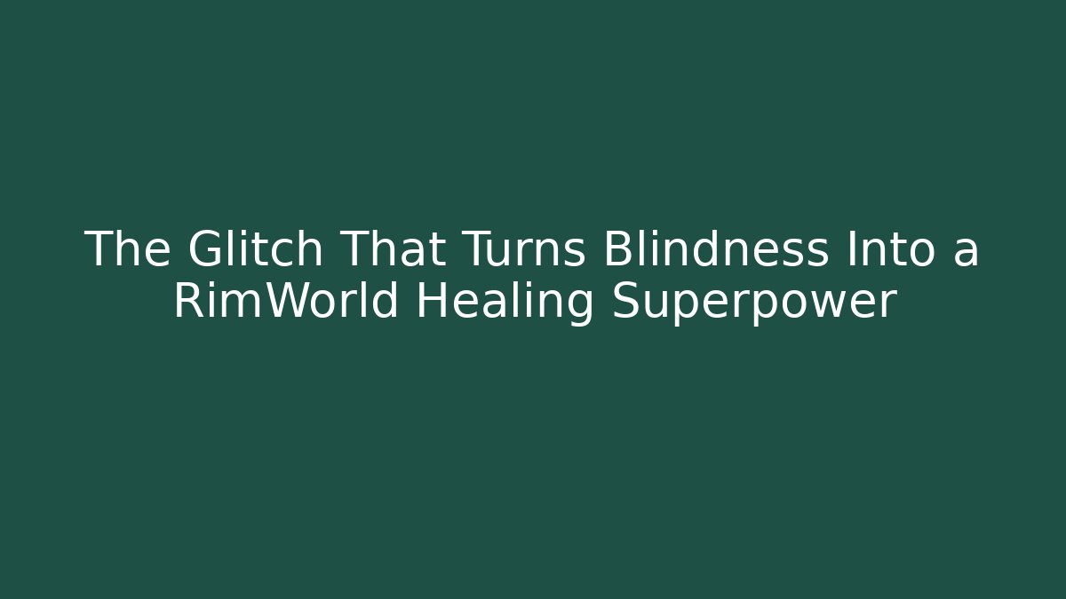 The Glitch That Turns Blindness Into a RimWorld Healing Superpower