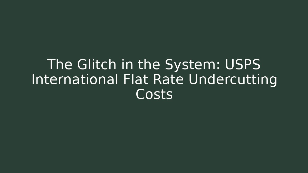 The Glitch in the System: USPS International Flat Rate Undercutting Costs