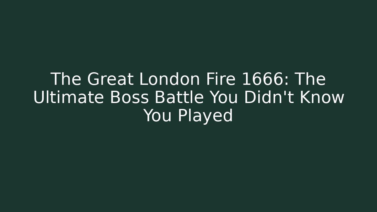 The Great London Fire 1666: The Ultimate Boss Battle You Didn't Know You Played