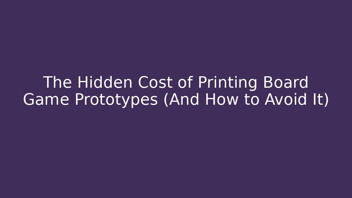 The Hidden Cost of Printing Board Game Prototypes (And How to Avoid It)