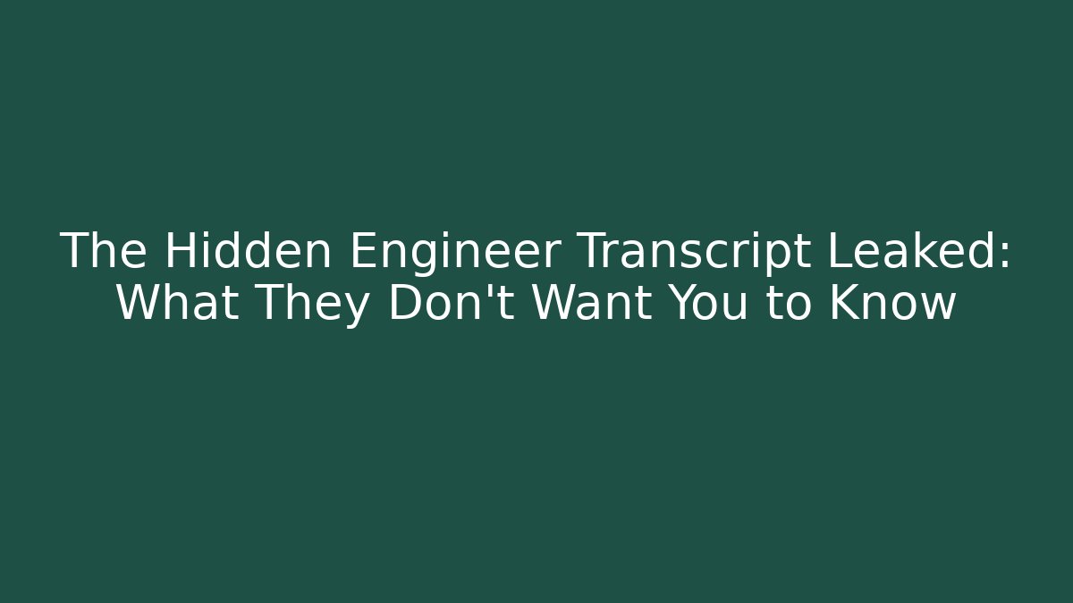 The Hidden Engineer Transcript Leaked: What They Don’t Want You to Know