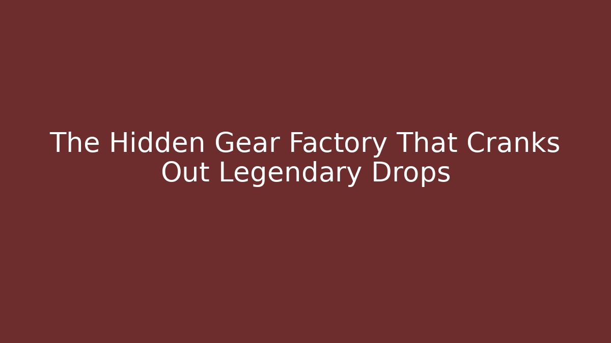The Hidden Gear Factory That Cranks Out Legendary Drops