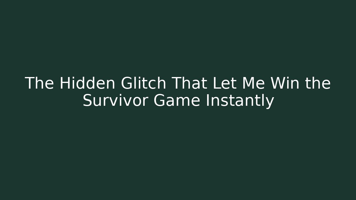 The Hidden Glitch That Let Me Win the Survivor Game Instantly