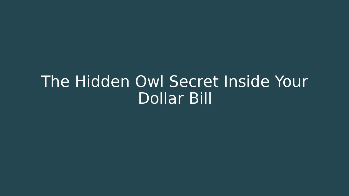 The Hidden Owl Secret Inside Your Dollar Bill