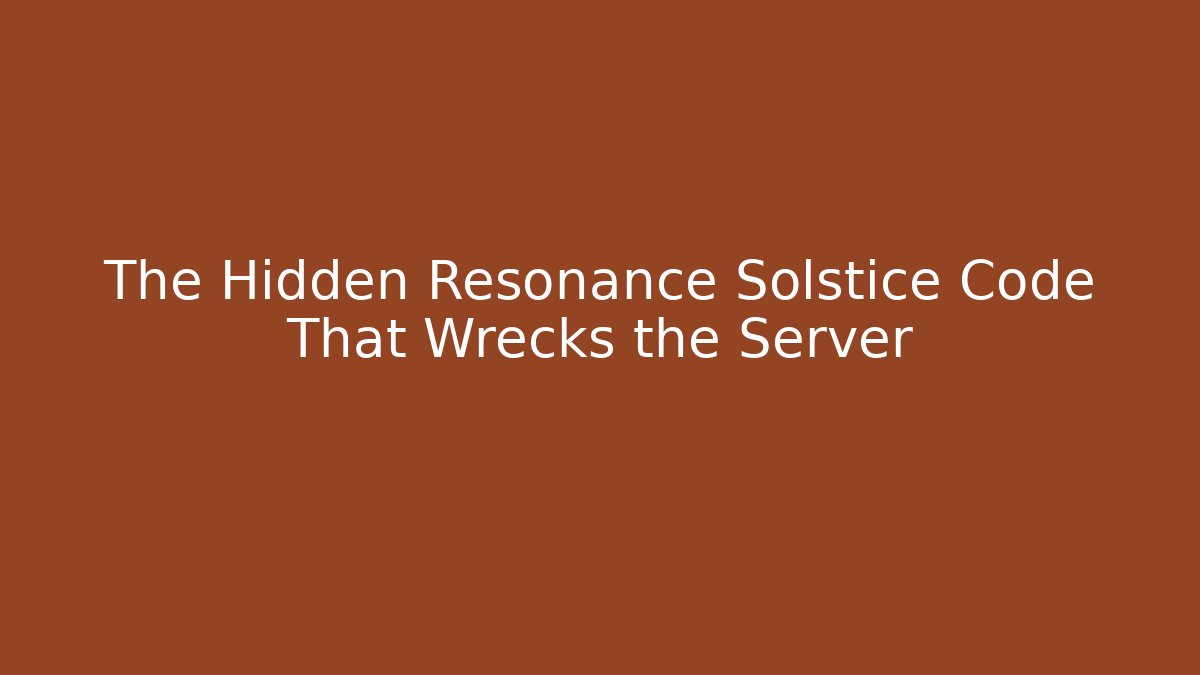 The Hidden Resonance Solstice Code That Wrecks the Server