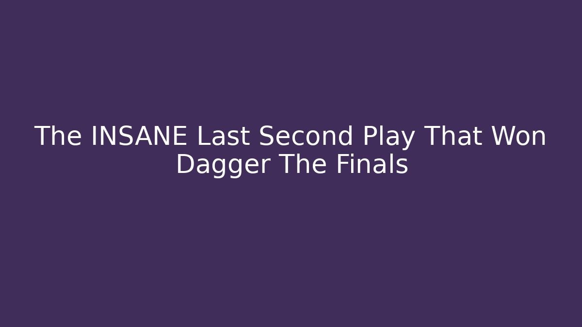 The INSANE Last Second Play That Won Dagger The Finals