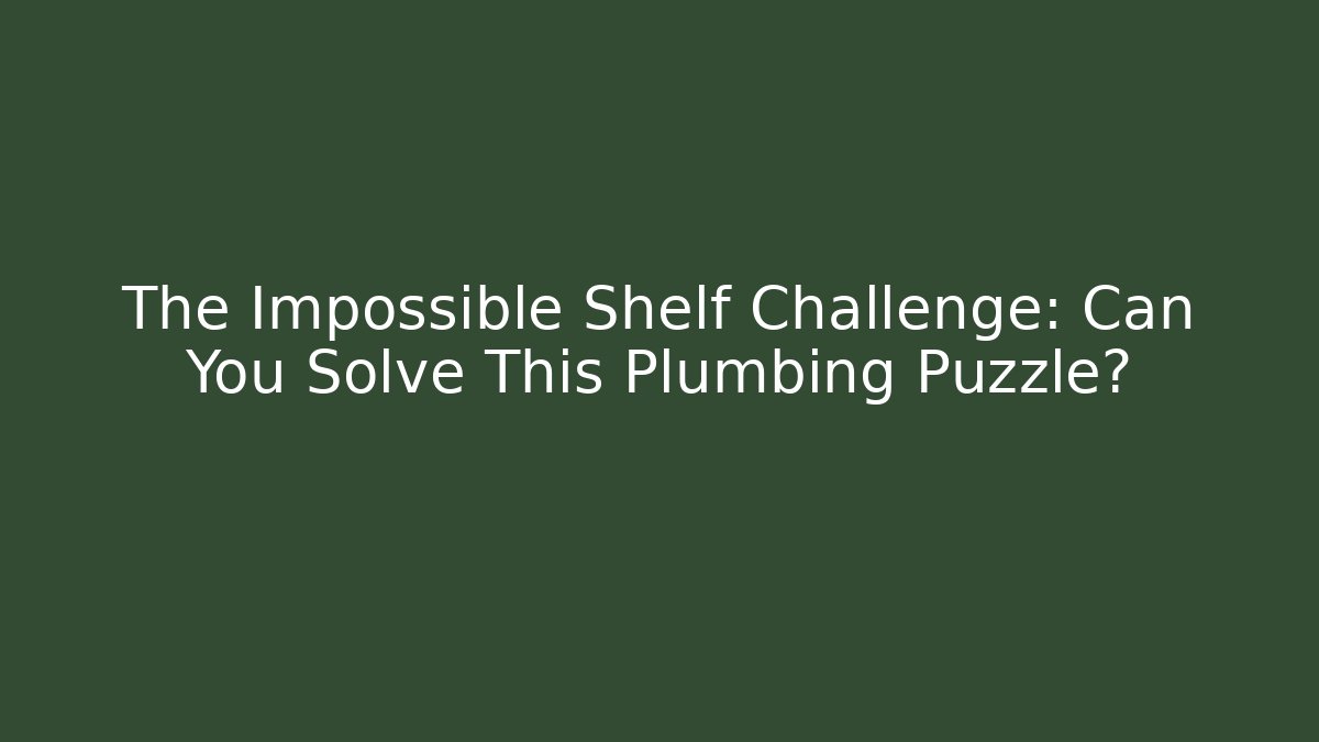 The Impossible Shelf Challenge: Can You Solve This Plumbing Puzzle?