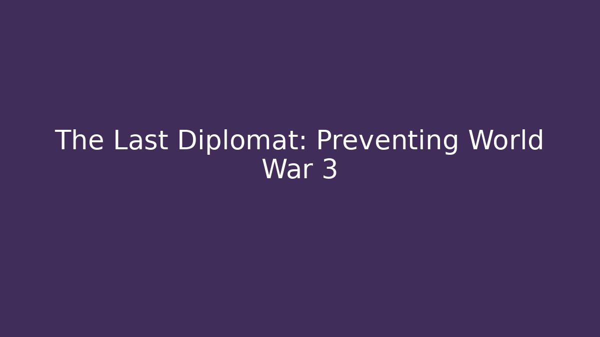The Last Diplomat: Preventing World War 3