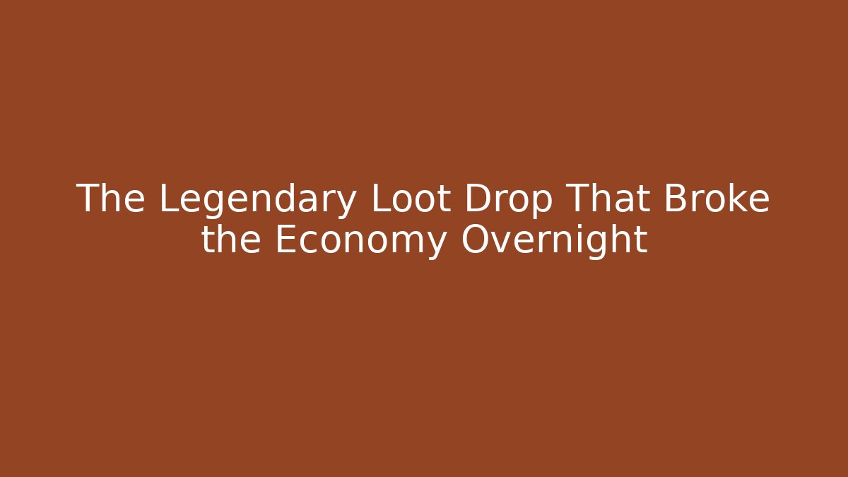 The Legendary Loot Drop That Broke the Economy Overnight