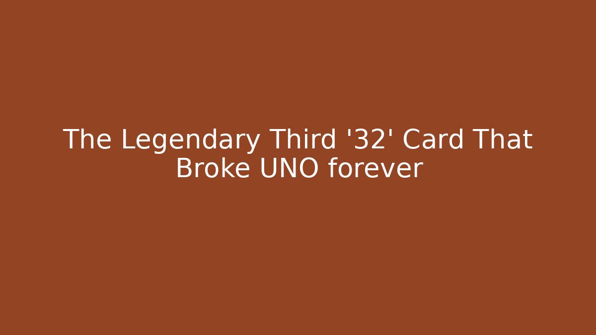 The Legendary Third '32' Card That Broke UNO forever