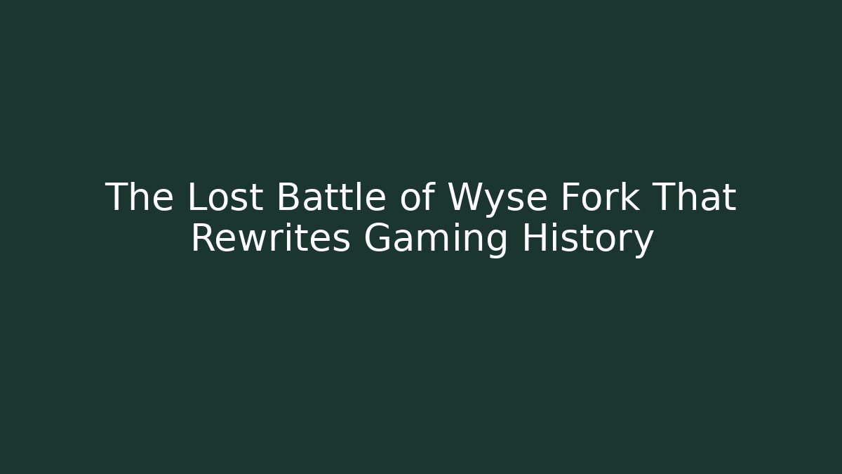 The Lost Battle of Wyse Fork That Rewrites Gaming History