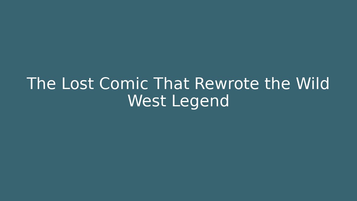 The Lost Comic That Rewrote the Wild West Legend
