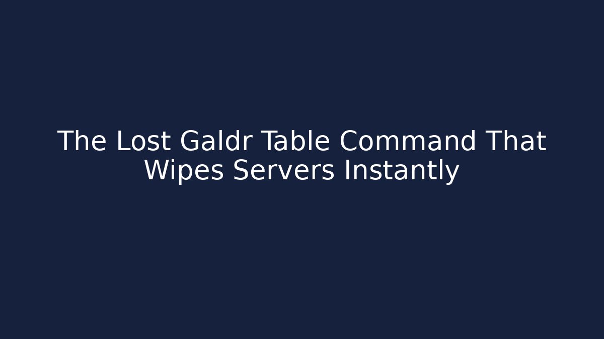 The Lost Galdr Table Command That Wipes Servers Instantly - Método de Aprovação