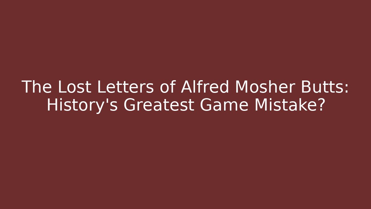 The Lost Letters of Alfred Mosher Butts: History’s Greatest Game Mistake?