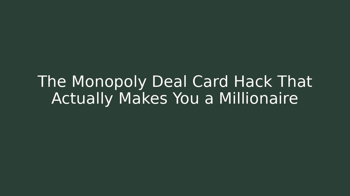 The Monopoly Deal Card Hack That Actually Makes You a Millionaire