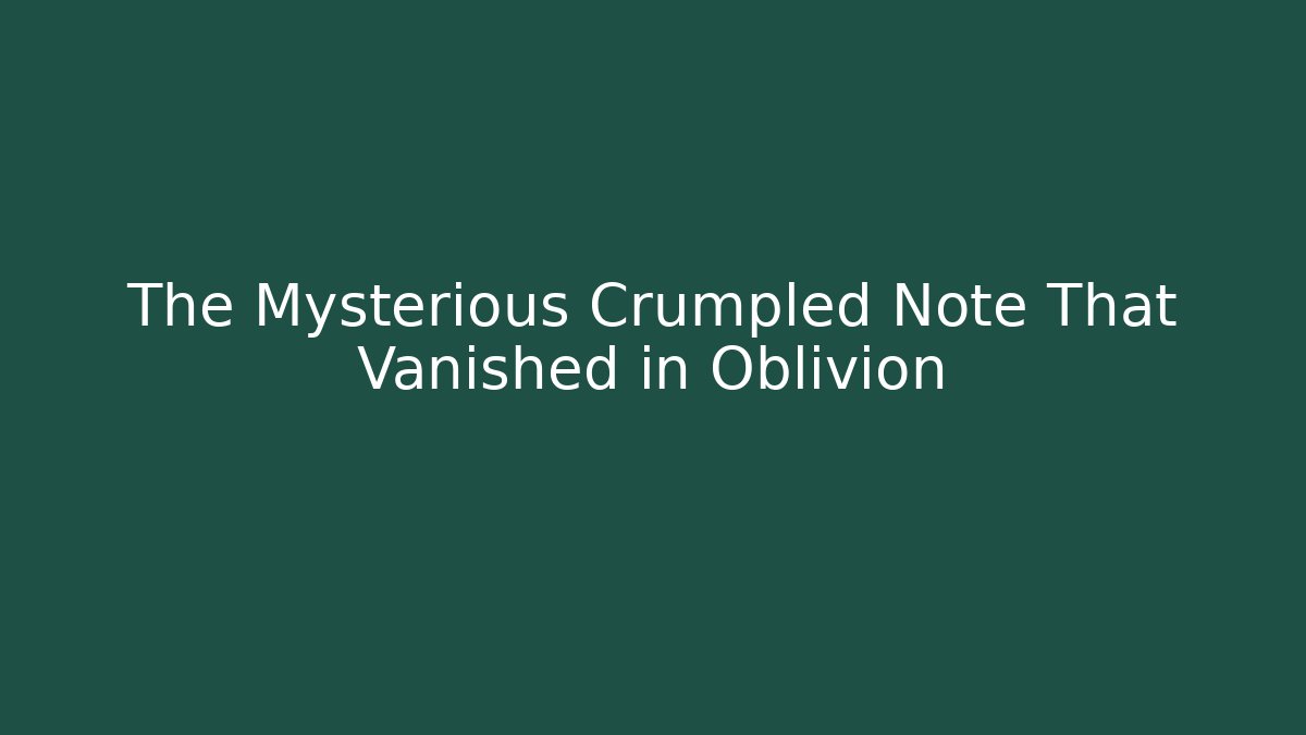 The Mysterious Crumpled Note That Vanished in Oblivion