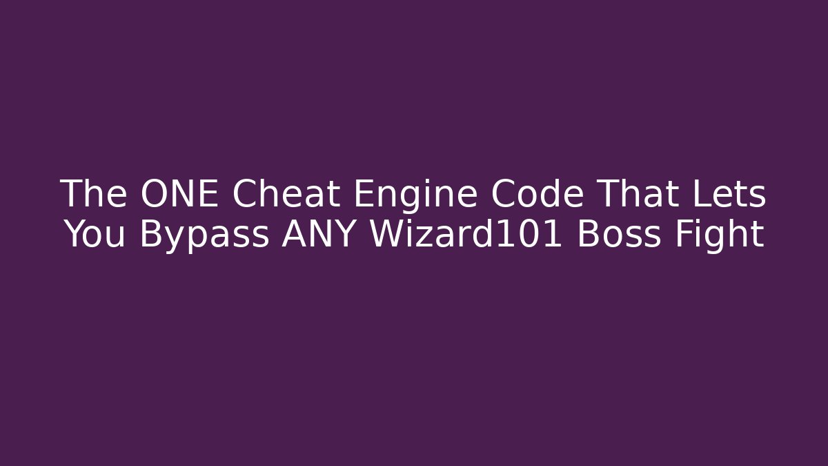 The ONE Cheat Engine Code That Lets You Bypass ANY Wizard101 Boss Fight - Método de Aprovação
